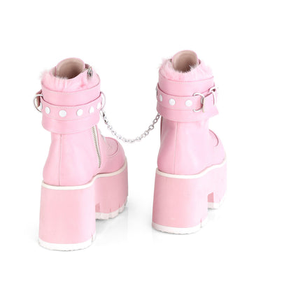 Demonia Cult Signature | "Ashes-57" Boots - Baby Pink Vegan Leather