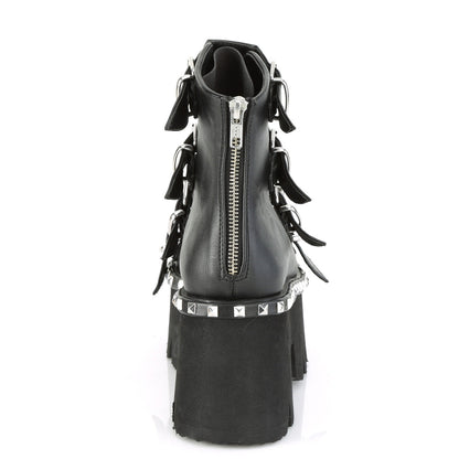 Demonia Cult Essential | "Ashes-70" Boots - Black Vegan Leather & Hologram
