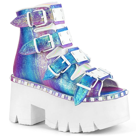Demonia Cult Everyday | "Ashes-70" Boots - Purple Multi Iridescent Vegan Leather