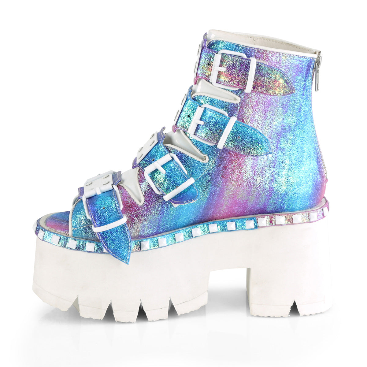 Demonia Cult Everyday | "Ashes-70" Boots - Purple Multi Iridescent Vegan Leather