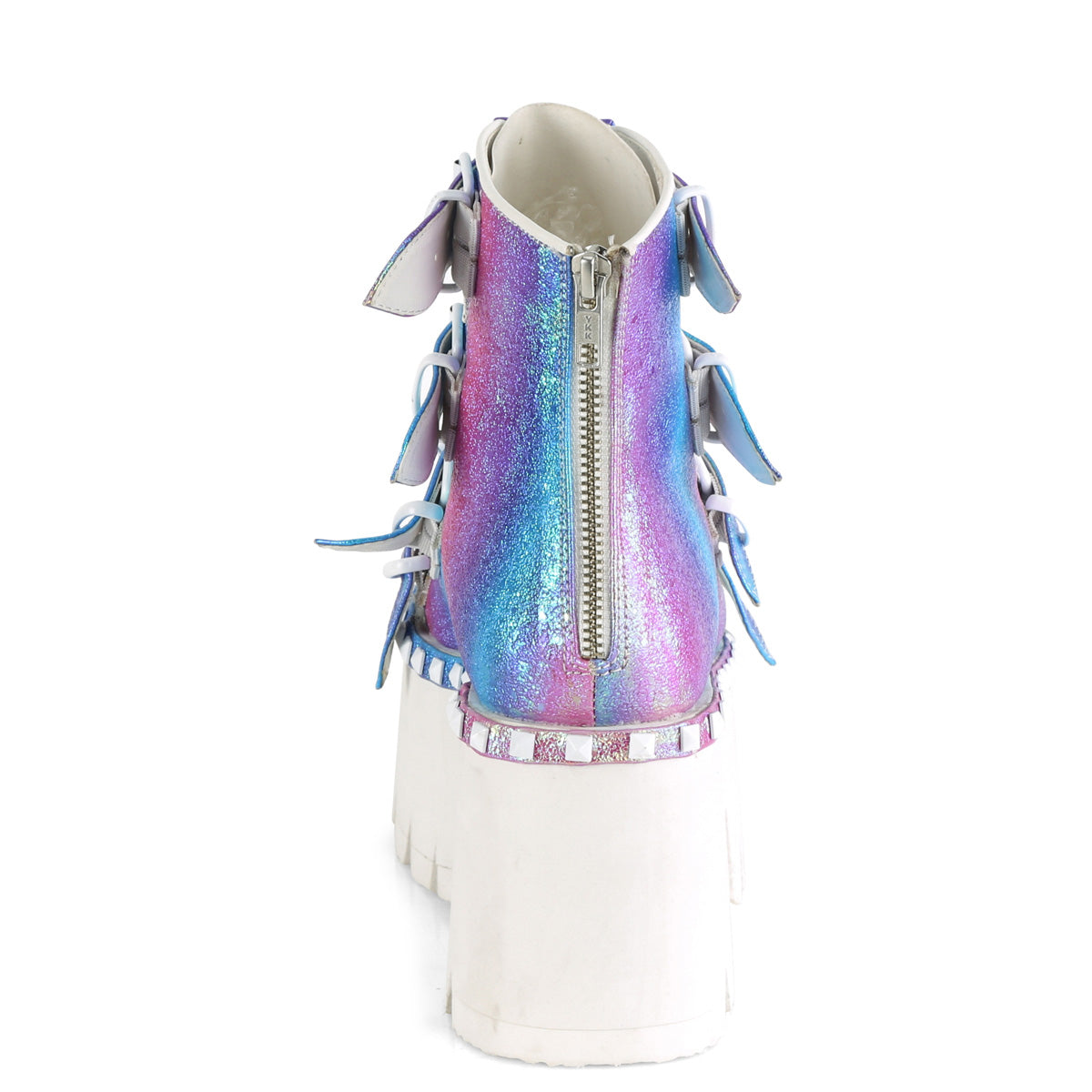 Demonia Cult Everyday | "Ashes-70" Boots - Purple Multi Iridescent Vegan Leather