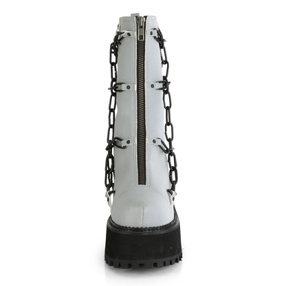 Demonia Cult Latest | "Assault-66" Boots - Gray Reflective Vegan Leather