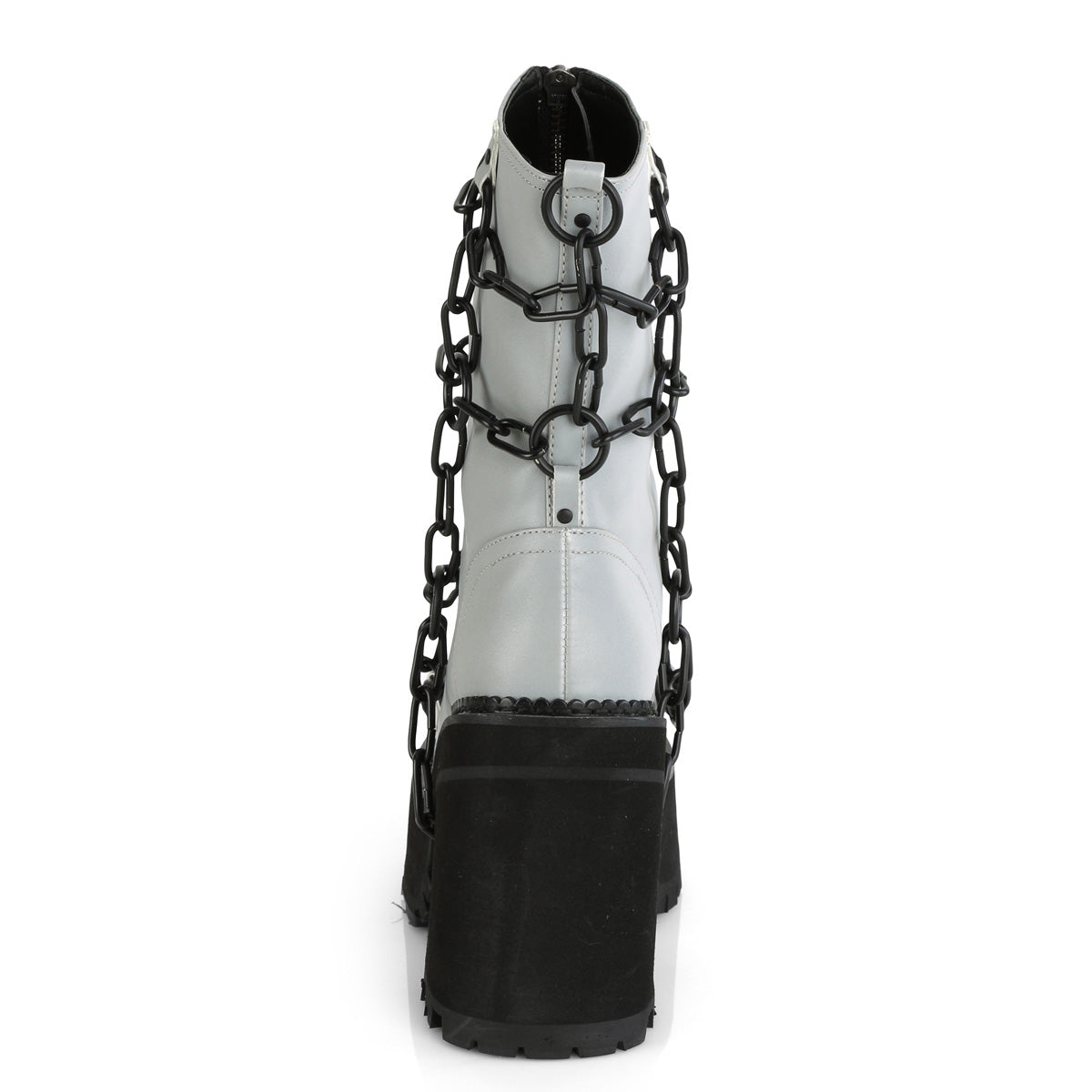 Demonia Cult Latest | "Assault-66" Boots - Gray Reflective Vegan Leather