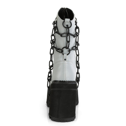 Demonia Cult Latest | "Assault-66" Boots - Gray Reflective Vegan Leather