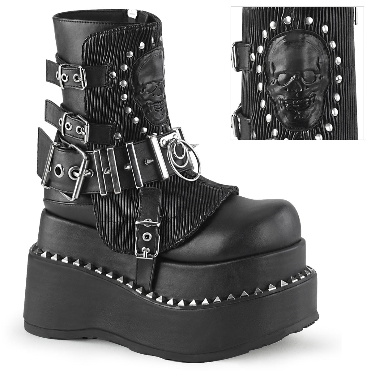 Demonia Cult Signature | "Bear-150" Boots - Black Vegan Leather