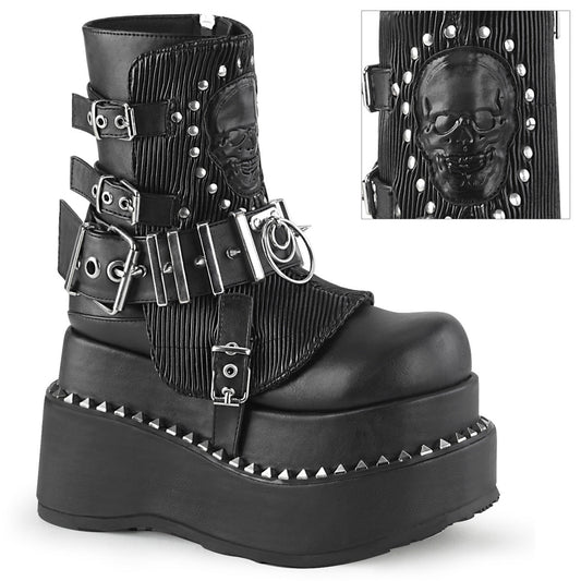 Demonia Cult Signature | "Bear-150" Boots - Black Vegan Leather