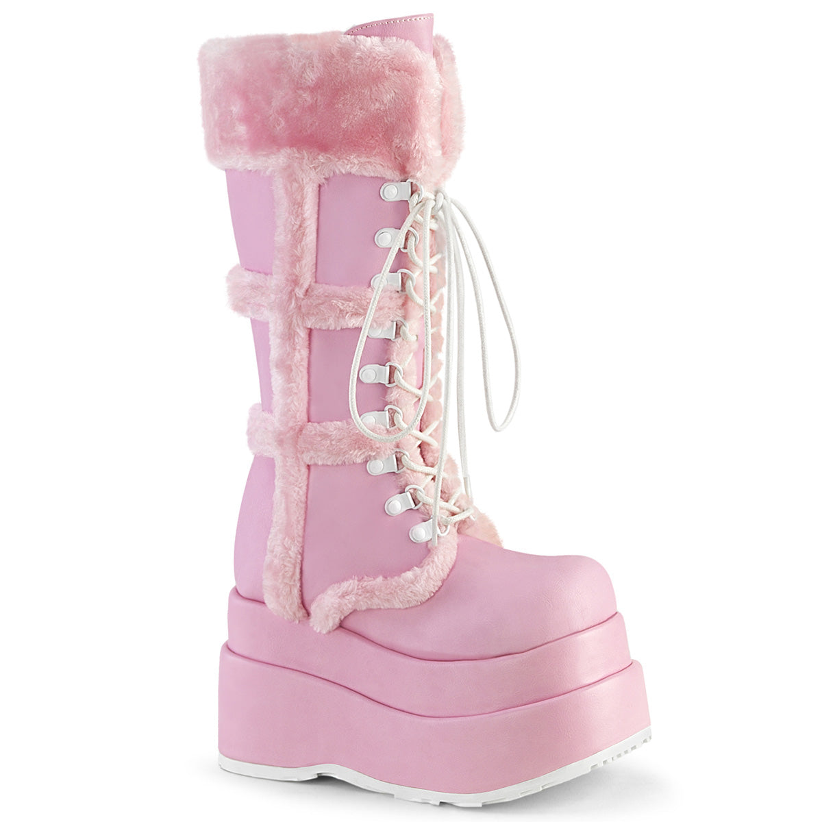 Demonia Cult Essential | "Bear-202" Boots - Baby Pink Vegan Leather