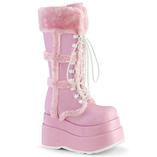 Demonia Cult Essential | "Bear-202" Boots - Baby Pink Vegan Leather