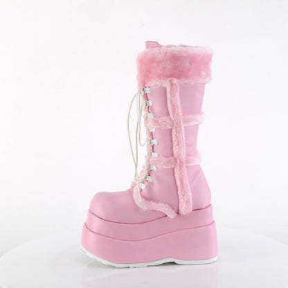 Demonia Cult Essential | "Bear-202" Boots - Baby Pink Vegan Leather