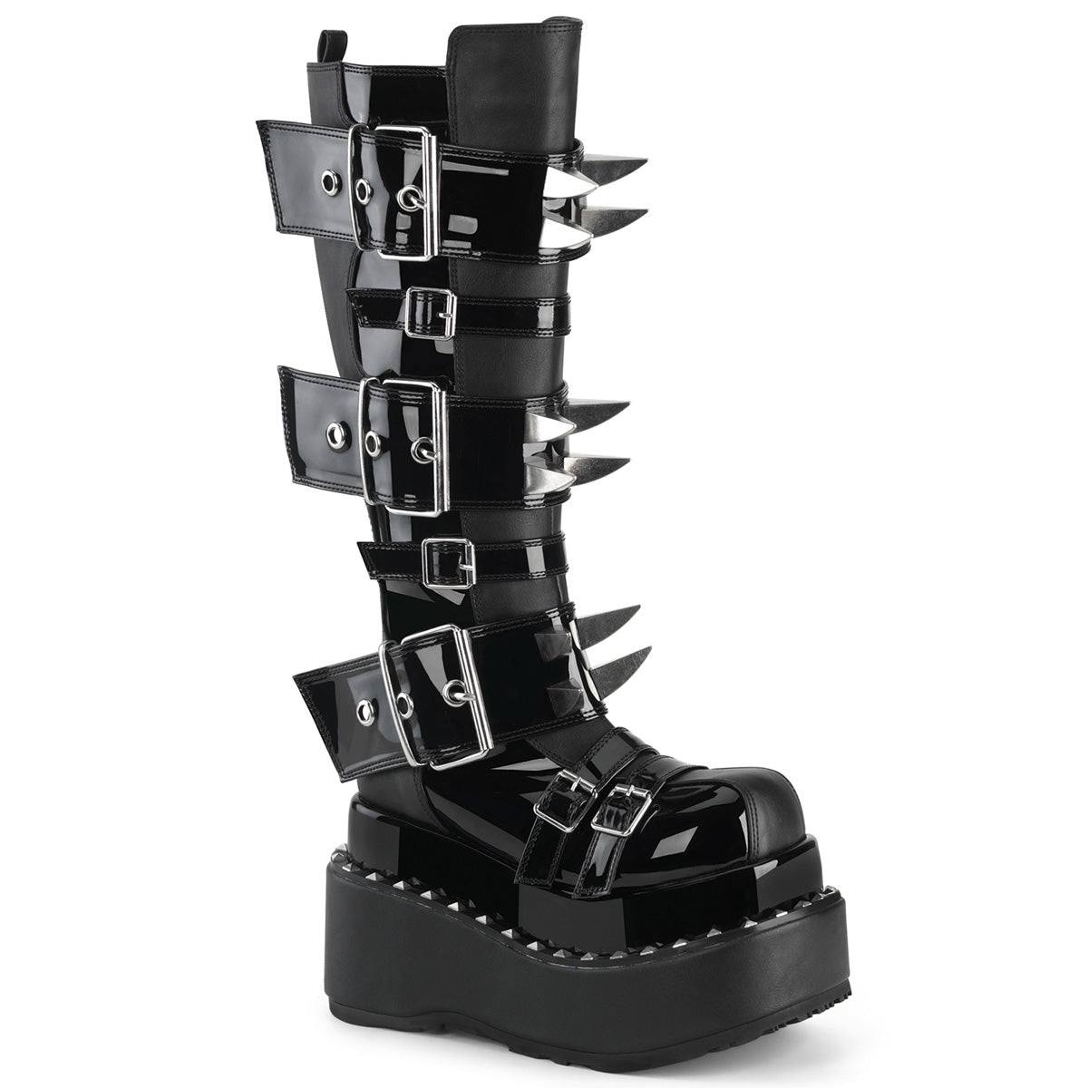 Demonia Cult Everyday | "Bear-215" Boots - Black Vegan Leather-Patent