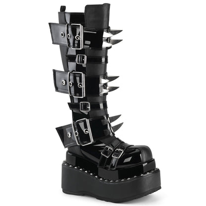 Demonia Cult Everyday | "Bear-215" Boots - Black Vegan Leather-Patent