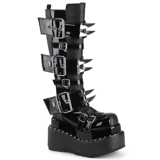 Demonia Cult Everyday | "Bear-215" Boots - Black Vegan Leather-Patent