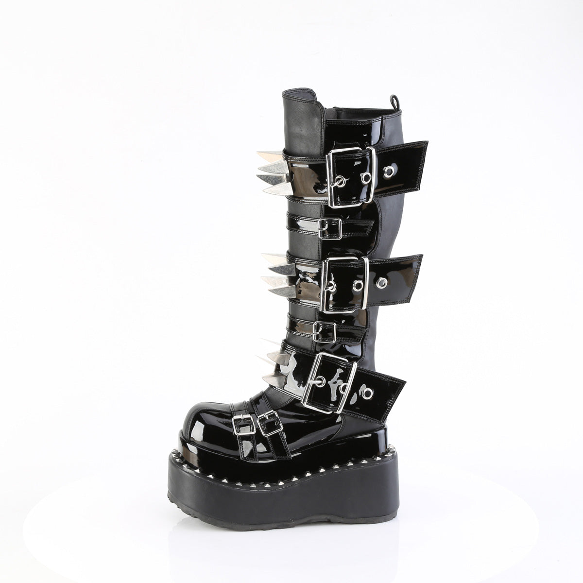 Demonia Cult Everyday | "Bear-215" Boots - Black Vegan Leather-Patent