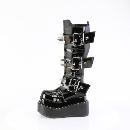 Demonia Cult Everyday | "Bear-215" Boots - Black Vegan Leather-Patent