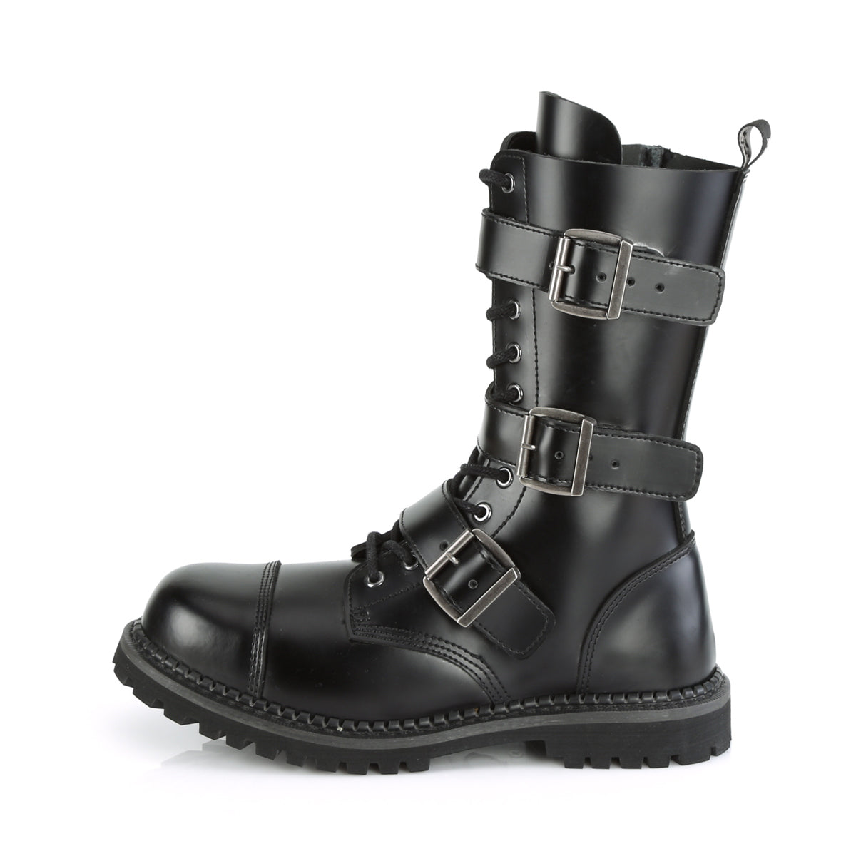 Demonia Cult Essential | "Riot-12BK" Boots - Black Leather