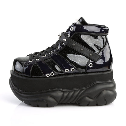 Demonia Cult Classic | "Neptune-100" Boots - Black Glitter/Vegan Leather