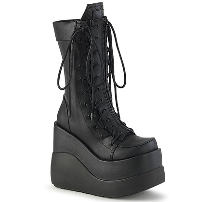 Demonia Cult Classic | "Void-118" Boots - Black Vegan Leather-Patent