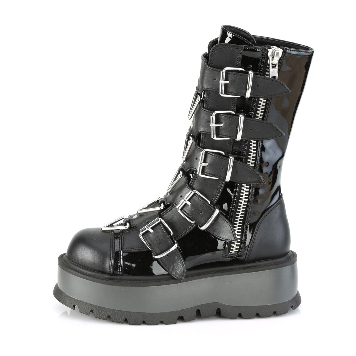 Demonia Cult Great Value | "Slacker-160" Boots - Black Patent-Vegan Leather