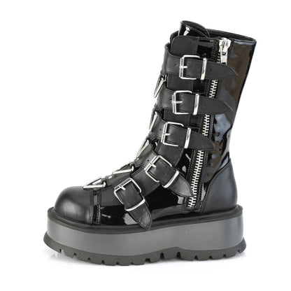 Demonia Cult Great Value | "Slacker-160" Boots - Black Patent-Vegan Leather