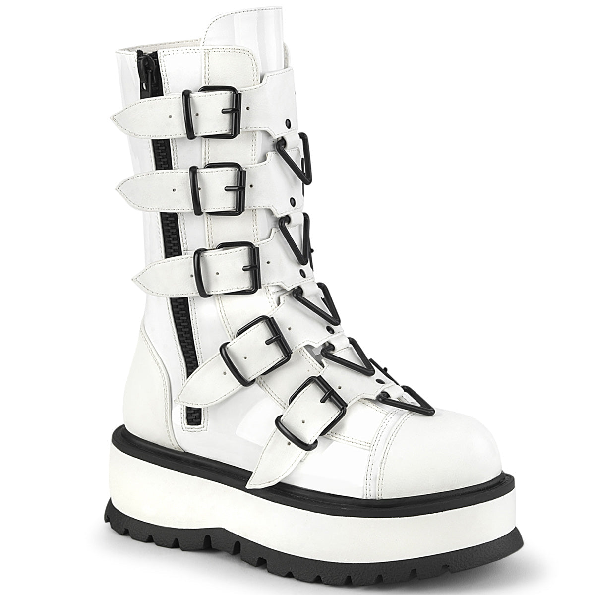 Demonia Cult Classic | "Slacker-160" Boots - White Patent