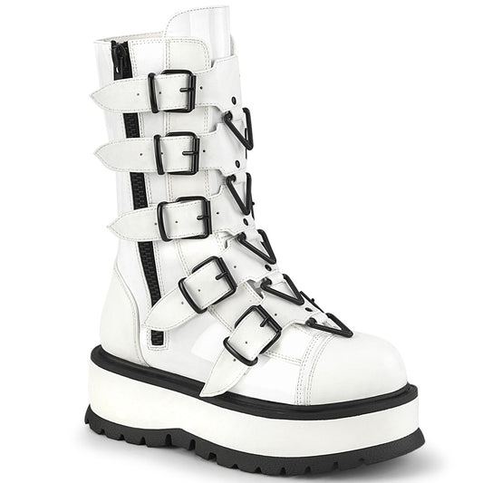 Demonia Cult Classic | "Slacker-160" Boots - White Patent