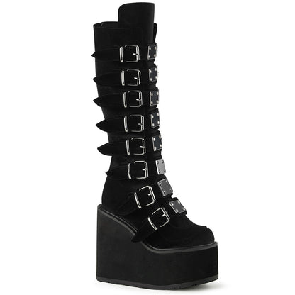 Demonia Cult Essential | "Swing-815" Boots - Black Velvet