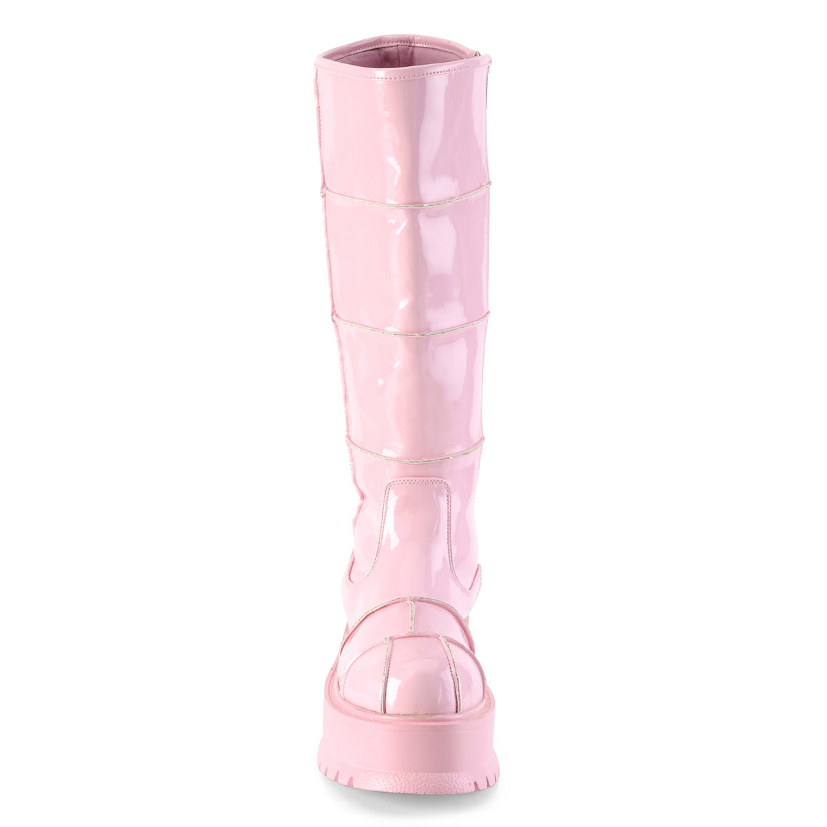 Demonia Cult Great Value | "Slacker-230" Boots - Baby Pink Hologram Patent