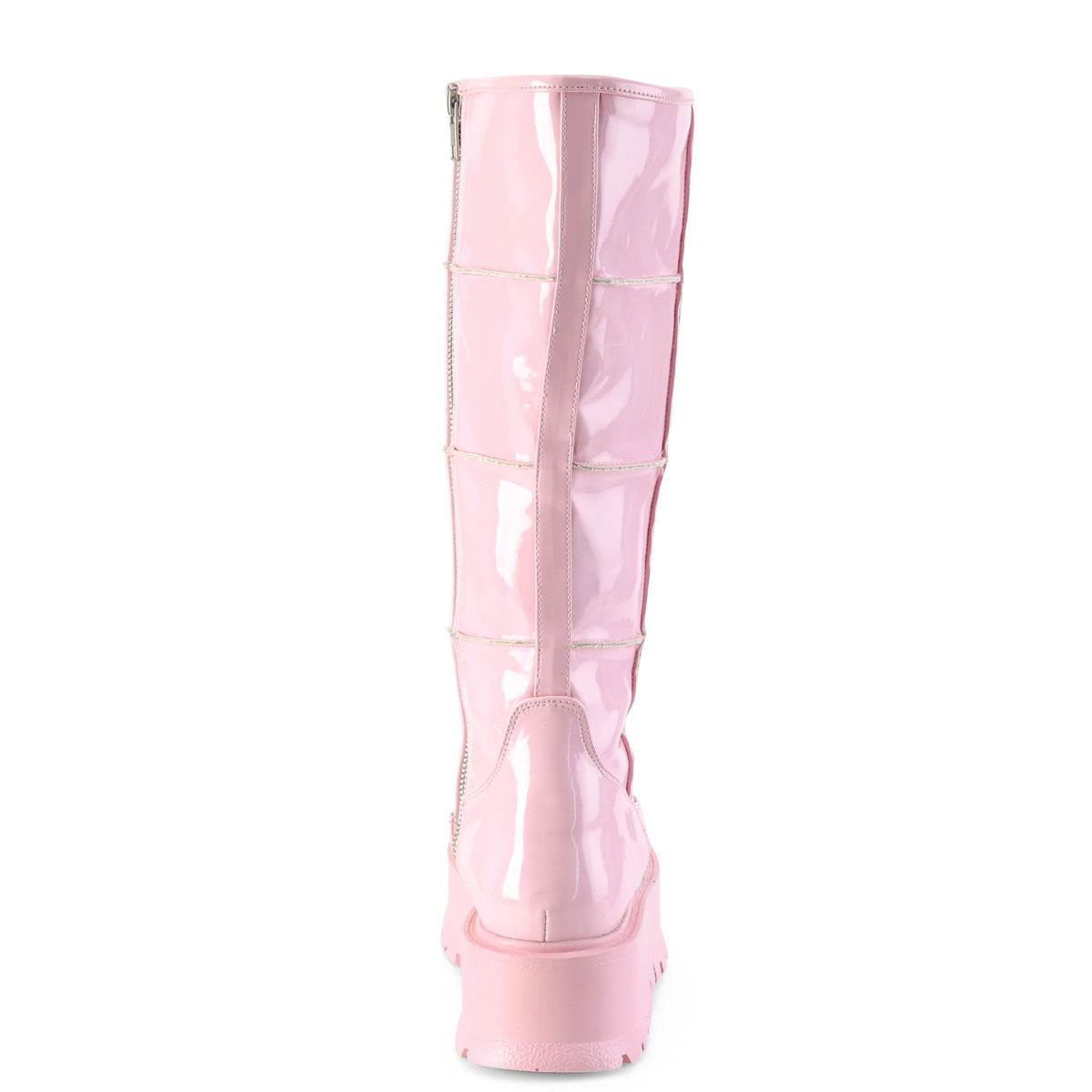 Demonia Cult Great Value | "Slacker-230" Boots - Baby Pink Hologram Patent