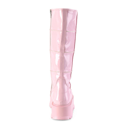 Demonia Cult Great Value | "Slacker-230" Boots - Baby Pink Hologram Patent