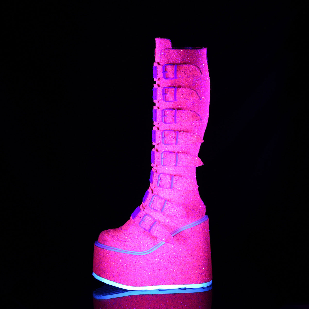 Demonia Cult Quality | "Swing-815UV" Boots - Pink Glitter