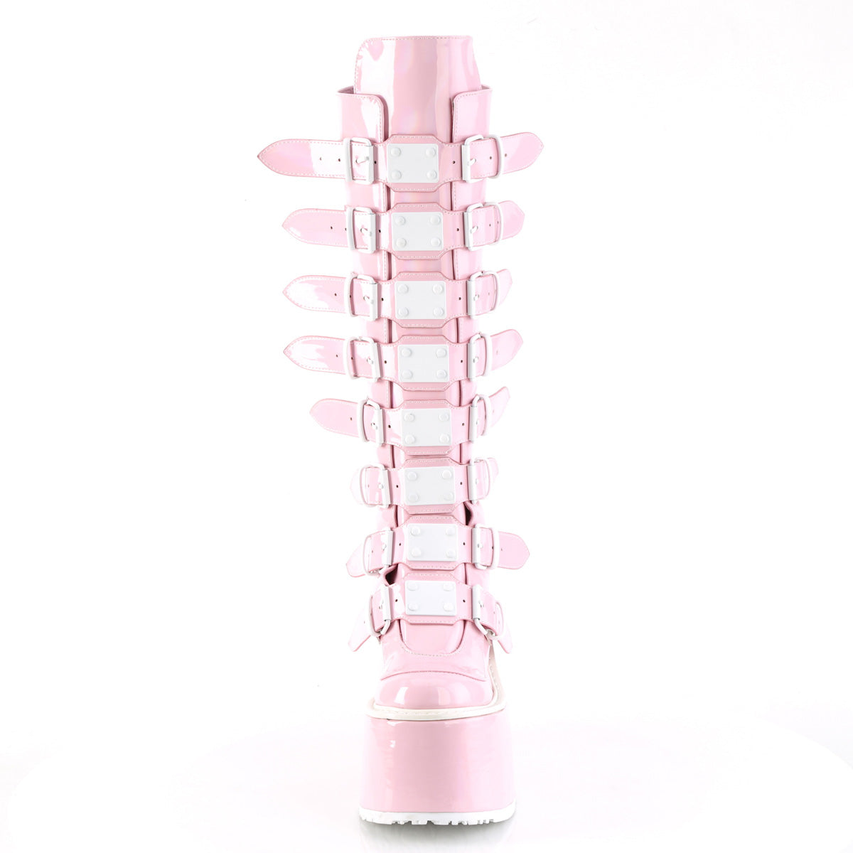 Demonia Cult Signature | "Swing-815" Boots - Baby Pink Hologram