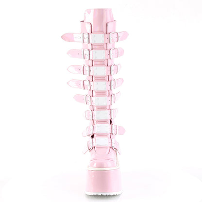 Demonia Cult Signature | "Swing-815" Boots - Baby Pink Hologram