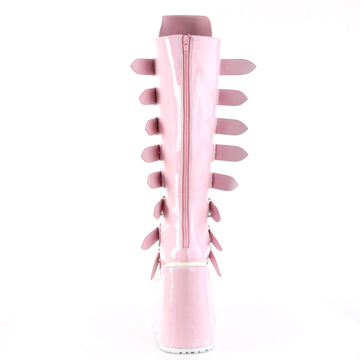 Demonia Cult Signature | "Swing-815" Boots - Baby Pink Hologram
