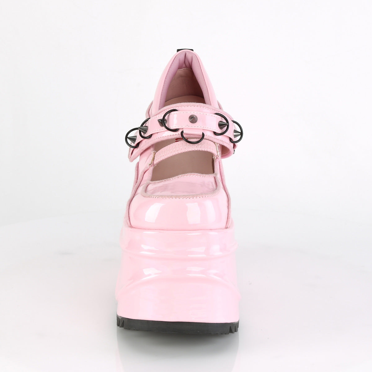 Demonia Cult Latest | "Wave-48" Pumps - Baby Pink Hologram Patent