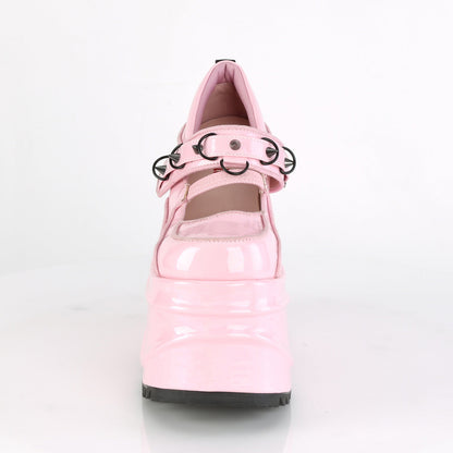 Demonia Cult Latest | "Wave-48" Pumps - Baby Pink Hologram Patent
