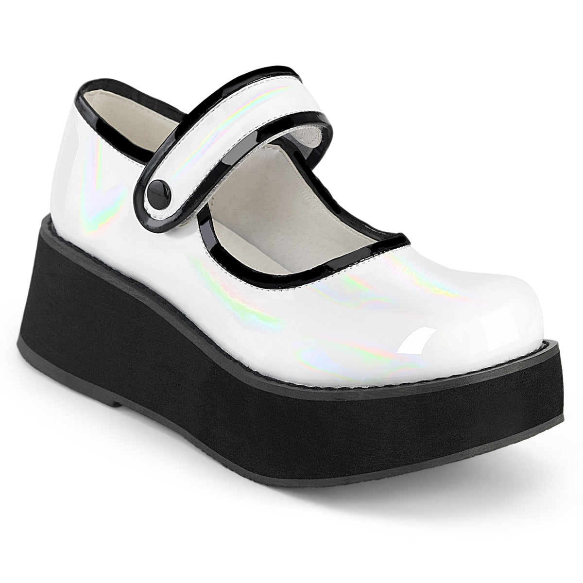 Demonia Cult Exclusive | "Sprite-01" Platforms - White Holo Patent