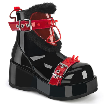 Demonia Cult Classic | "Cubby-57" Boots - Black Patent-Red PVC