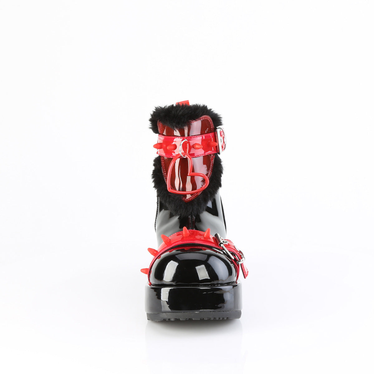 Demonia Cult Classic | "Cubby-57" Boots - Black Patent-Red PVC