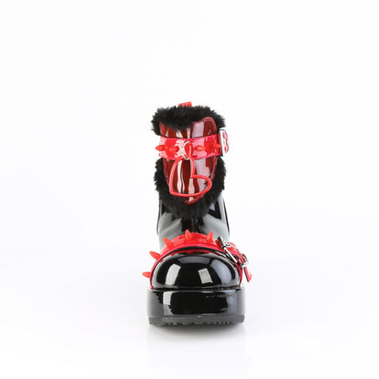 Demonia Cult Classic | "Cubby-57" Boots - Black Patent-Red PVC