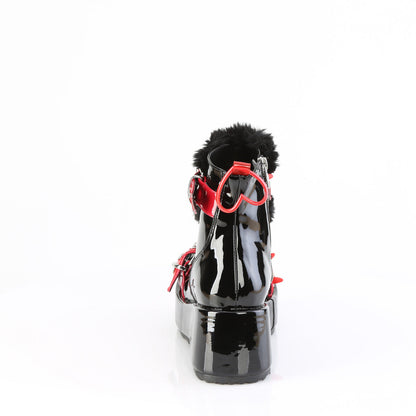 Demonia Cult Classic | "Cubby-57" Boots - Black Patent-Red PVC