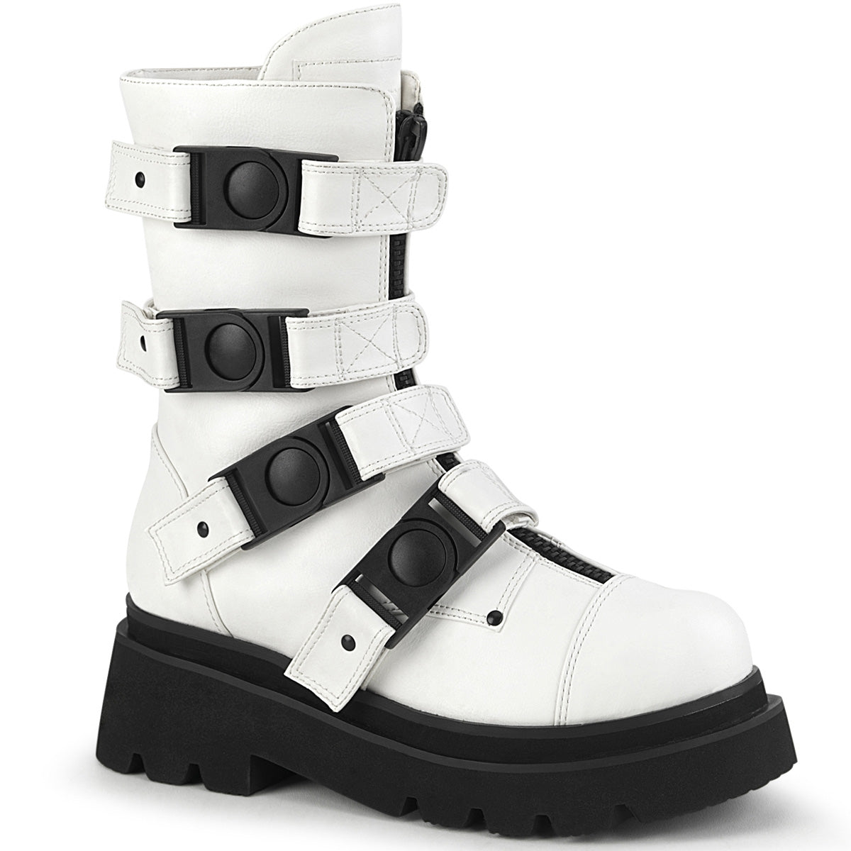 Demonia Cult Essential | "Renegade-55" Boots - White Vegan Leather