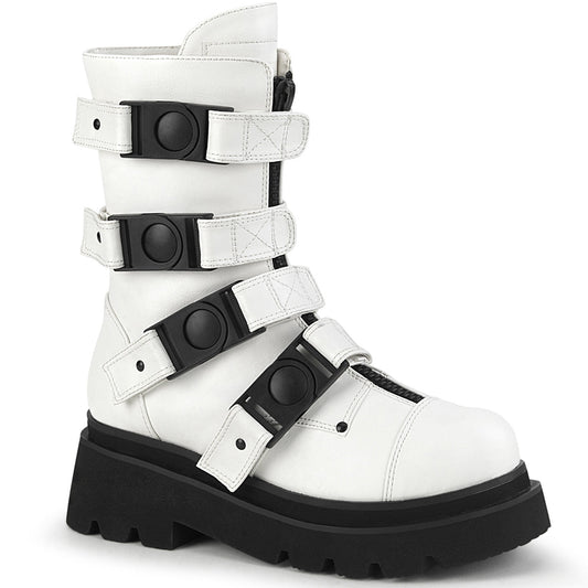 Demonia Cult Essential | "Renegade-55" Boots - White Vegan Leather