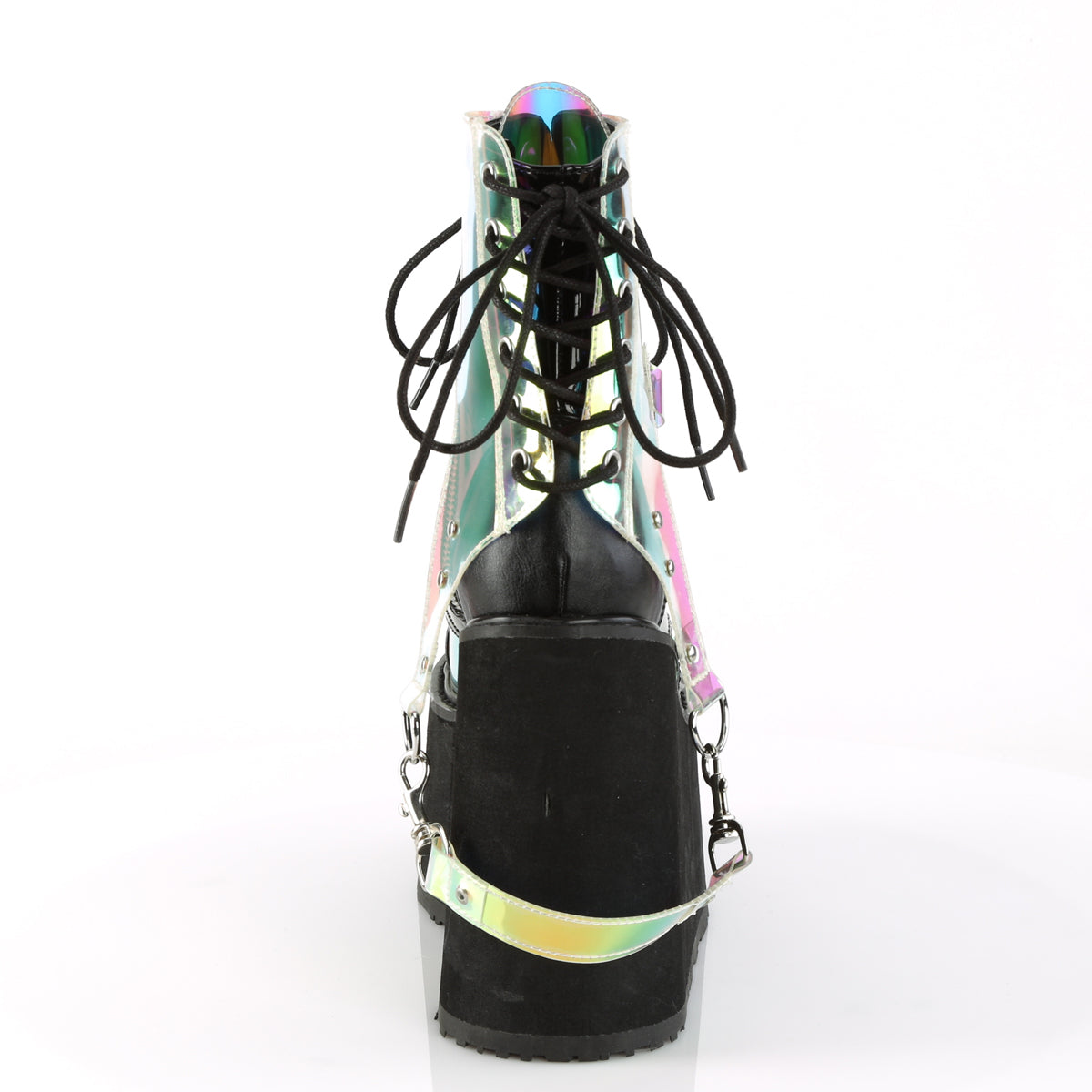 Demonia Cult Great Value | "Swing-115" Boots - Black Vegan Leather/Magic Mirror
