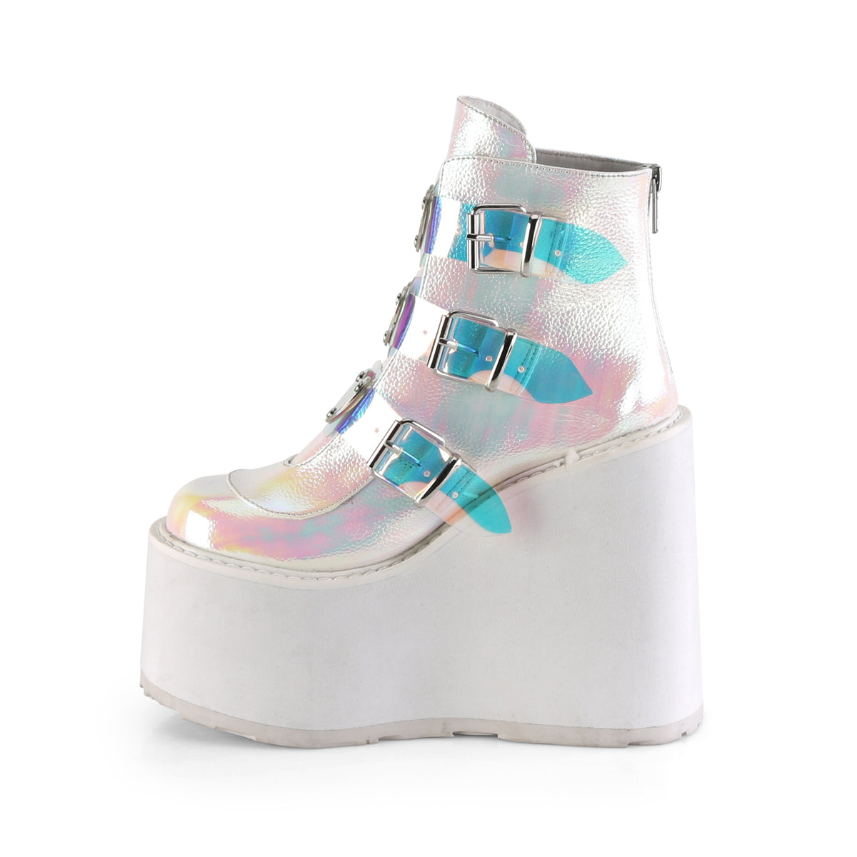 Demonia Cult Latest | "Swing-105" Boots - Pearl Iridescent Vegan Leather