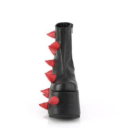 Demonia Cult Signature | "Slay-77" Boots - Black-Red Vegan Leather