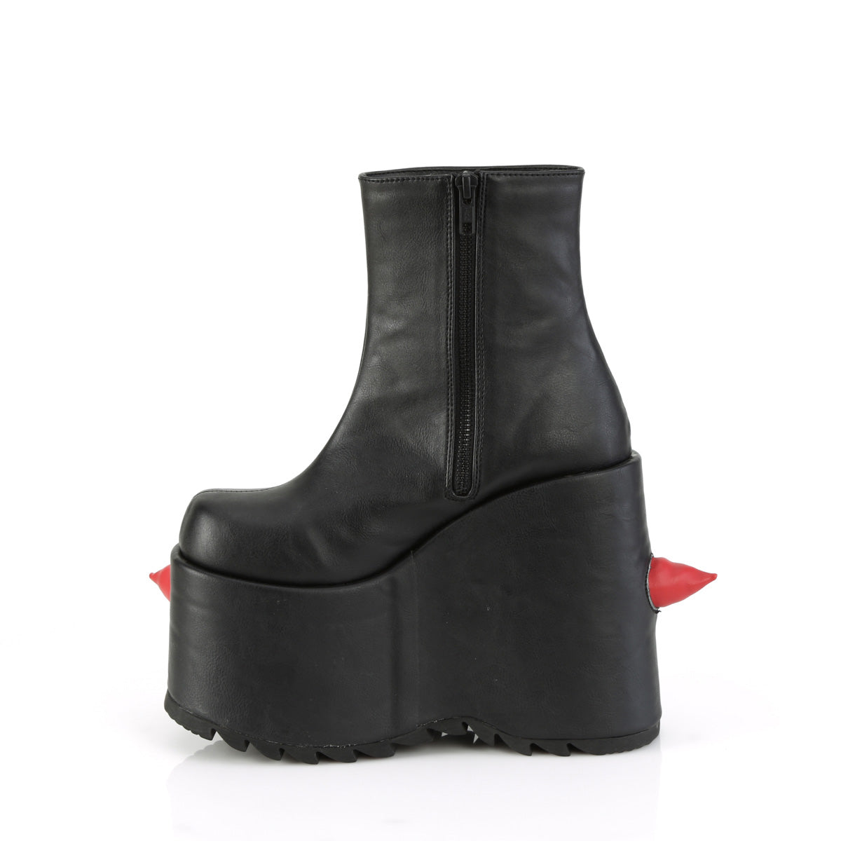 Demonia Cult Signature | "Slay-77" Boots - Black-Red Vegan Leather