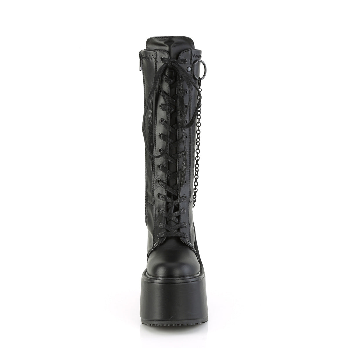 Demonia Cult Essential | "Swing-150" Boots - Black Stretch Vegan Leather