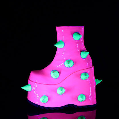 Demonia Cult Everyday | "Slay-77" Boots - UV Neon Pink-Neon Green