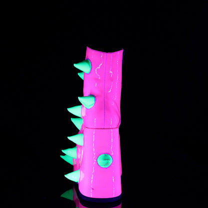 Demonia Cult Everyday | "Slay-77" Boots - UV Neon Pink-Neon Green