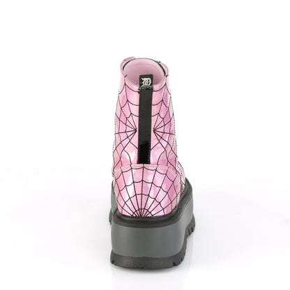 Demonia Cult Exclusive | "Slacker-88" Boots - Pink Hologram-Black Patent